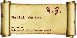 Mellik Zenina névjegykártya